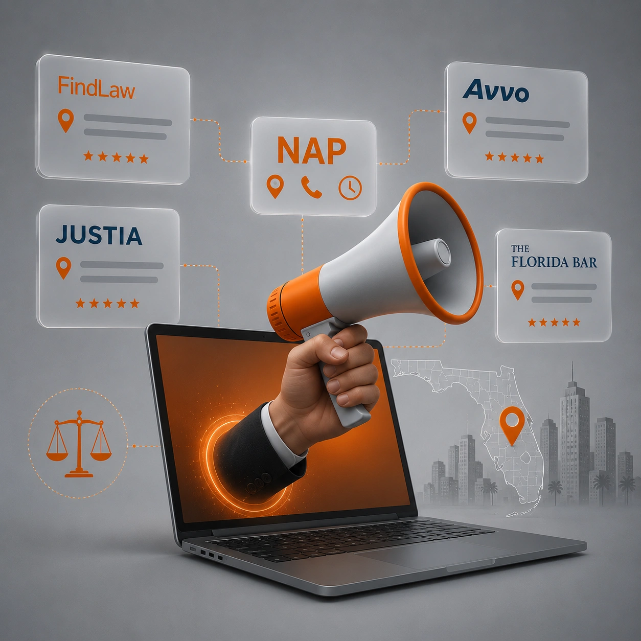 Florida legal directory NAP citations and authority building interface.