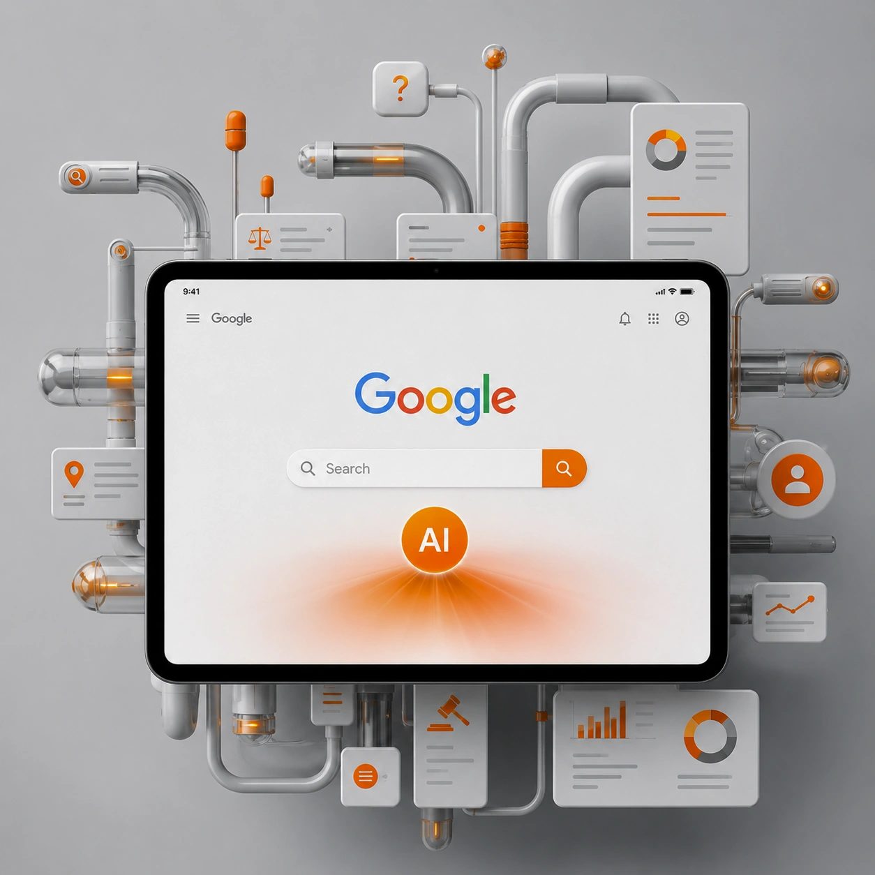 Diagram showing structured legal data integration with Google AI Overviews for law firms.