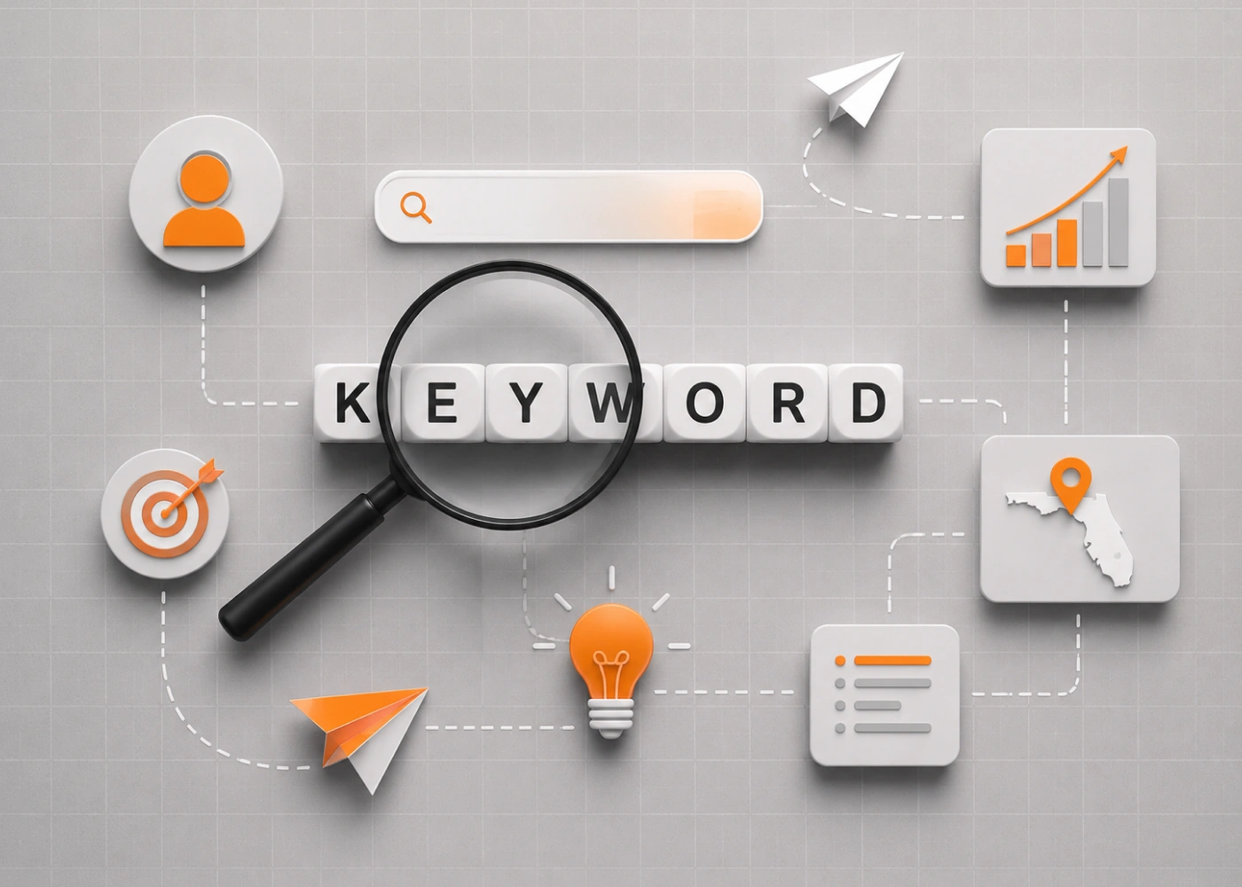 Legal keyword research and search intent mapping interface for Orlando law firms.