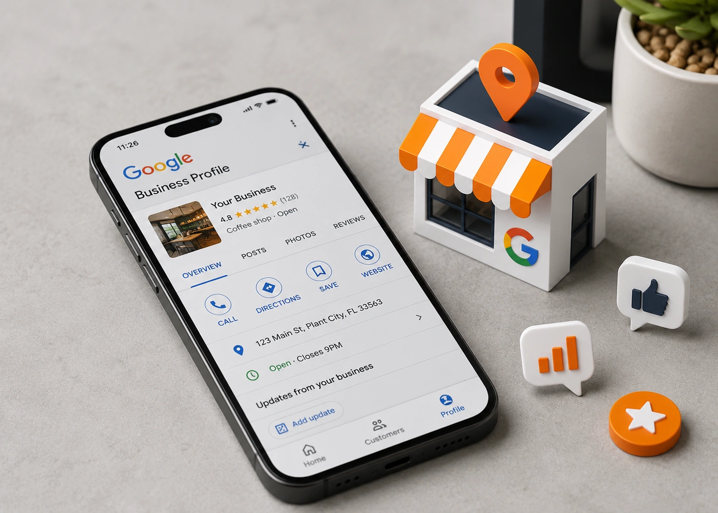 Google Business Profile Management Local SEO Plant City FL Google Business Profile management interface for local SEO rankings in Plant City.