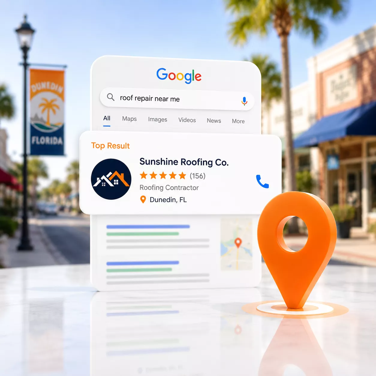 Local Search Visibility at the Customer Decision Stage Google search result highlighting a local business appearing when customers search for nearby services with buying intent.