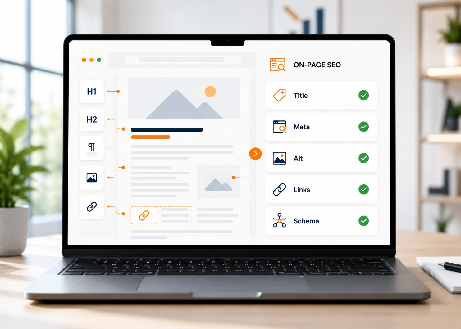 On-Page SEO Checklist and Content Layout Guide Largo FL On-page SEO checklist and content layout guide highlighting title tags, metadata, and heading hierarchy for Largo FL sites.