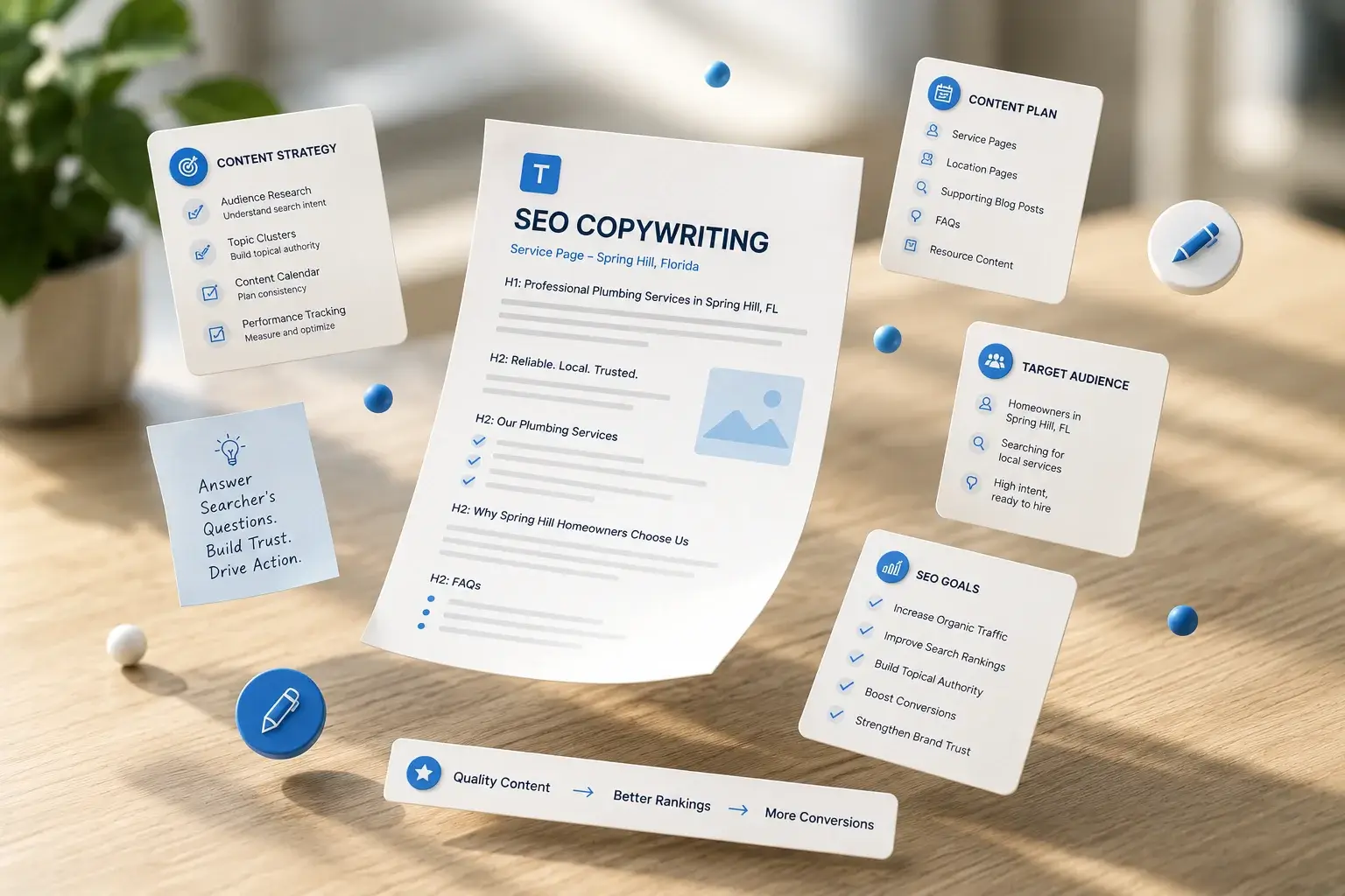 Content Strategy and SEO Copywriting Services SEO copywriting strategy with optimized content planning, keyword research, and structured pages for higher search rankings.