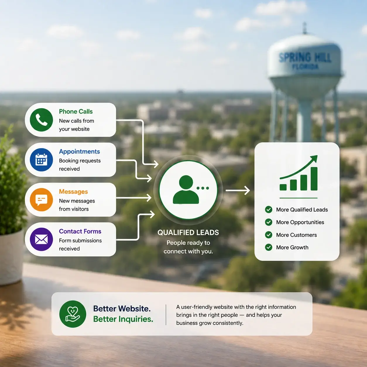 SEO Generating Qualified Leads and Business Growth SEO-generated inbound leads through calls, forms, appointments, and messages that convert into qualified customers.