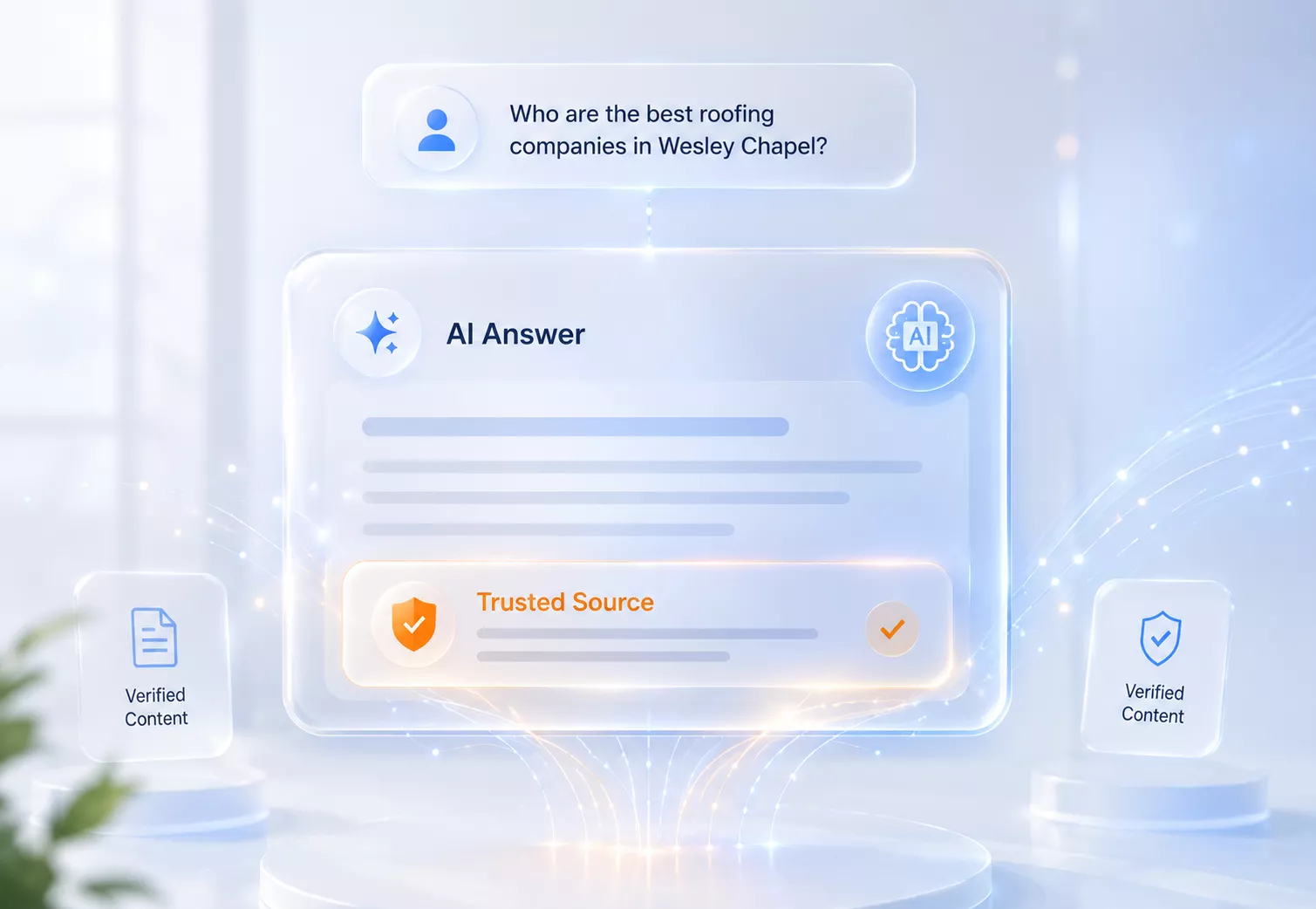 AI-generated search answer highlighting trusted content optimized for Answer Engine Optimization and search visibility.