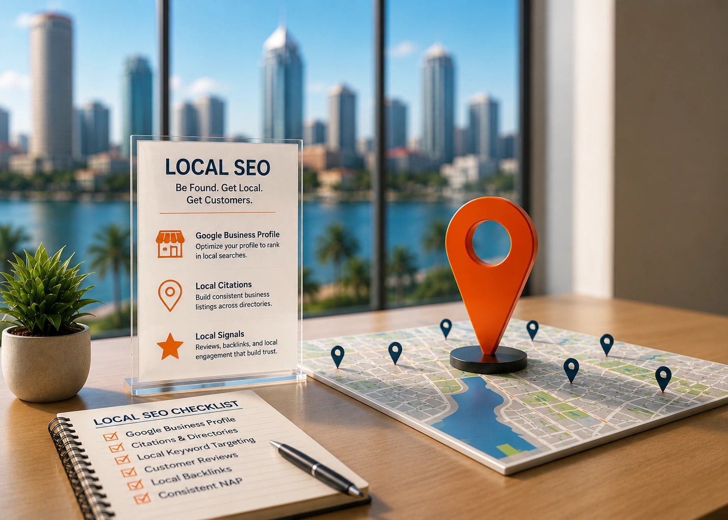 On-page SEO optimization interface showing title tag optimization, meta description formatting, H1-H3 structure, and internal link architecture.