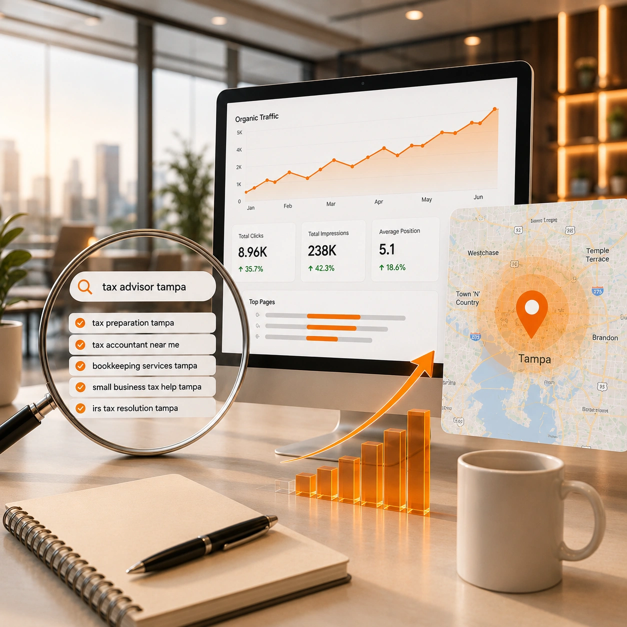 Keyword research dashboard highlighting high-intent local search queries matching buyer intent in Florida markets.